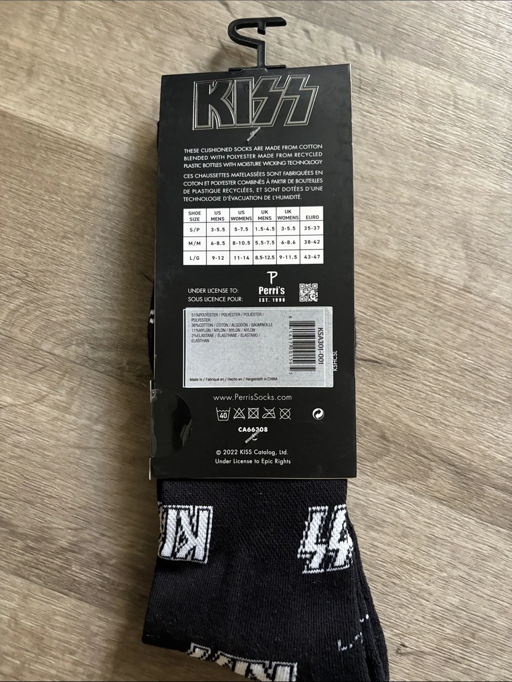Kiss Black Crew Socks with White Logo Pattern